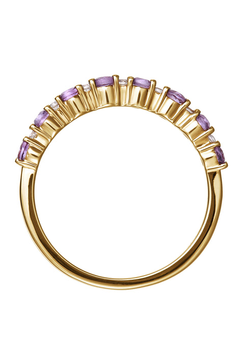 9ct Yellow Gold Amethyst and Diamond Ring