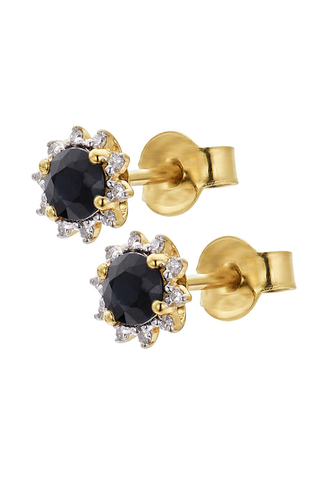 9ct Yellow Gold Sapphire and Diamond Earring and Pendant Set