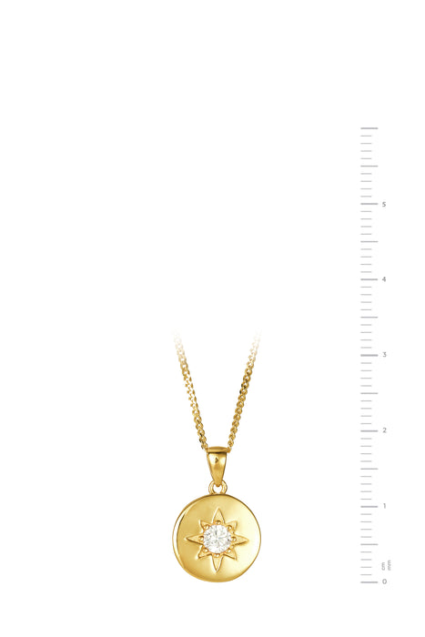 Gold Plated Sterling Silver Round Disc Pendant Necklace