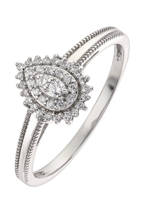 9ct White Gold 0.16ct Diamond Pear Cluster Ring