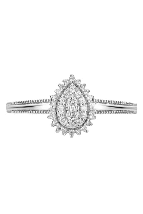 9ct White Gold 0.16ct Diamond Pear Cluster Ring