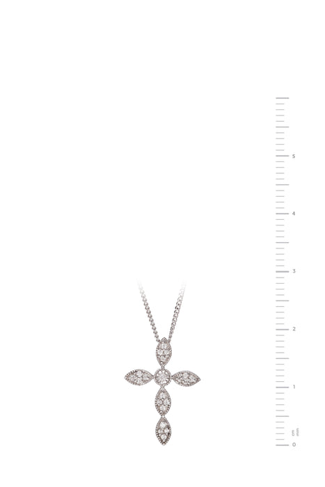 Sterling Silver 0.10ct Diamond Cross Pendant Necklace