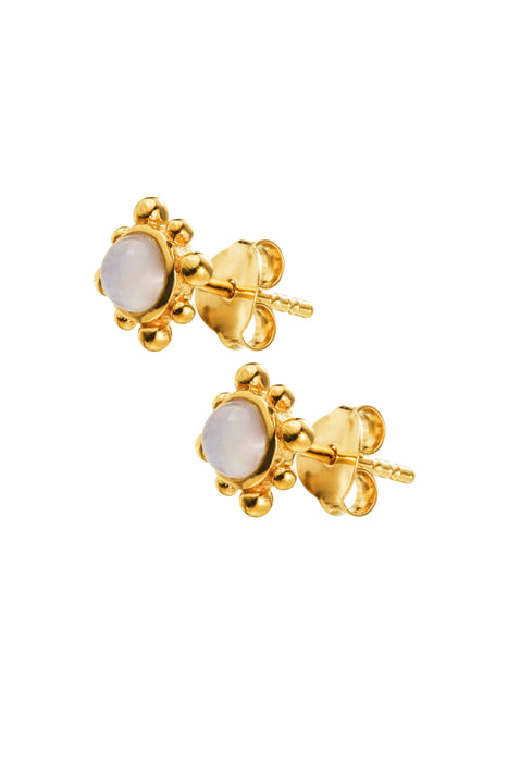 18ct Gold Plated Sterling Silver Moonstone Stud Earrings