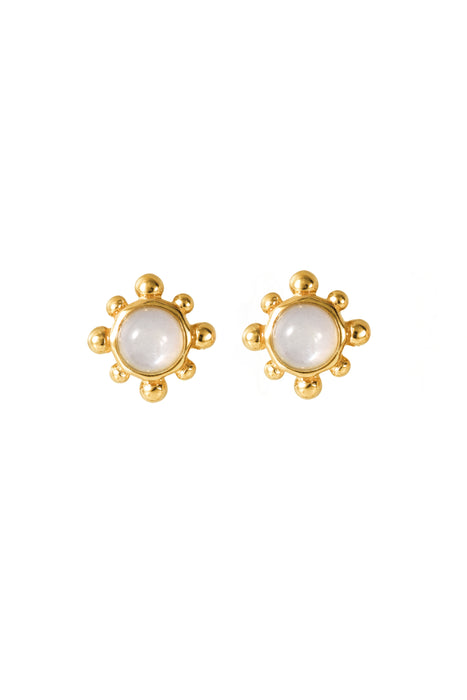 18ct Gold Plated Sterling Silver Moonstone Stud Earrings