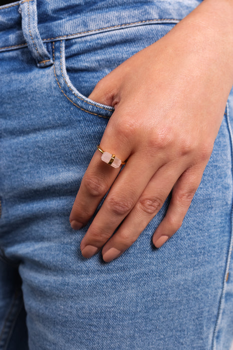 18ct Gold Plated Sterling Silver Rose Quartz Ring