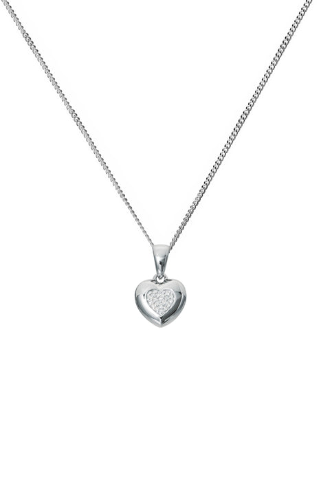 Sterling Silver Diamond Heart Earring & Pendant Set