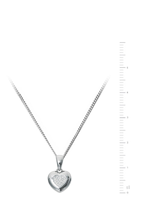 Sterling Silver Diamond Heart Earring & Pendant Set