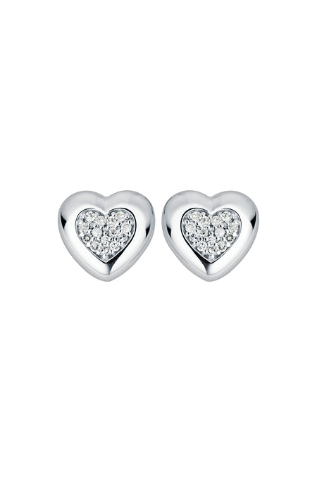 Sterling Silver Diamond Heart Earring & Pendant Set