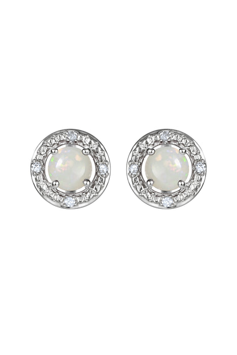 Sterling Silver Birthstone and Diamond Stud Earrings