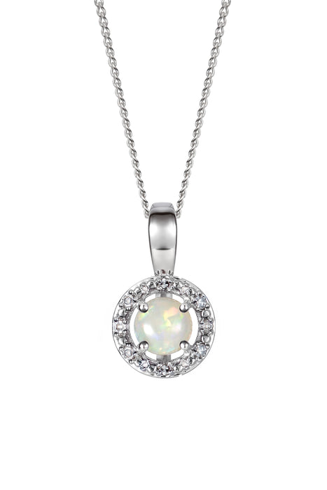 Sterling Silver Birthstone and Diamond Pendant Necklace