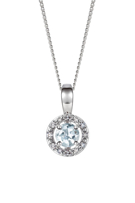 Sterling Silver Birthstone and Diamond Pendant Necklace