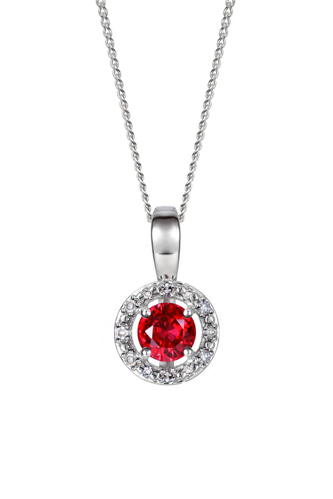 Sterling Silver Birthstone and Diamond Pendant Necklace