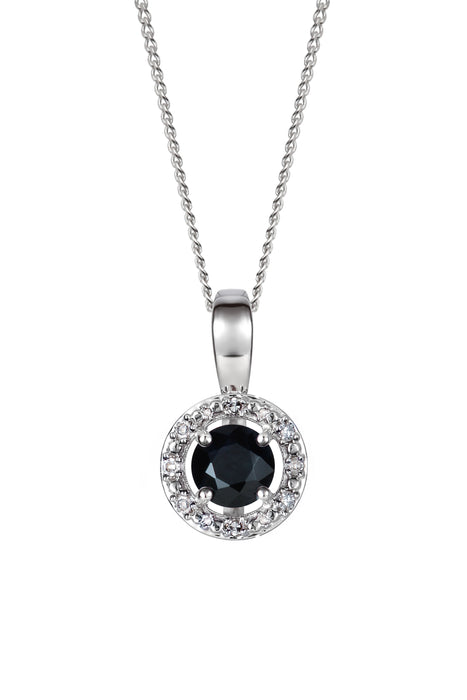 Sterling Silver Birthstone and Diamond Pendant Necklace