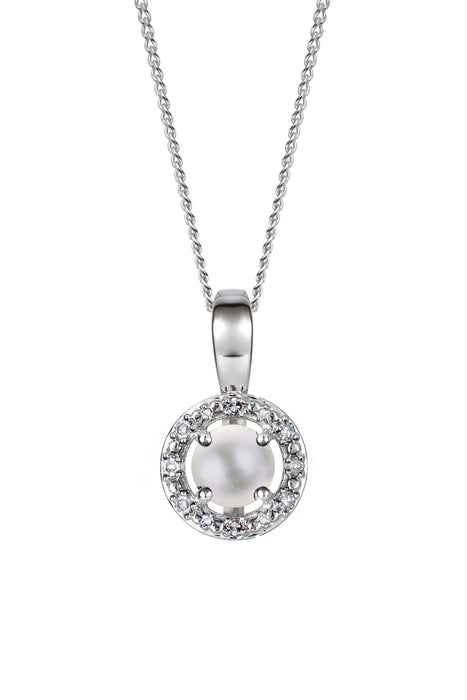 Sterling Silver Birthstone and Diamond Pendant Necklace