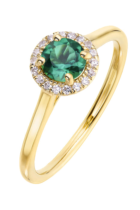 9ct Yellow Gold Birthstone and Diamond Halo Ring