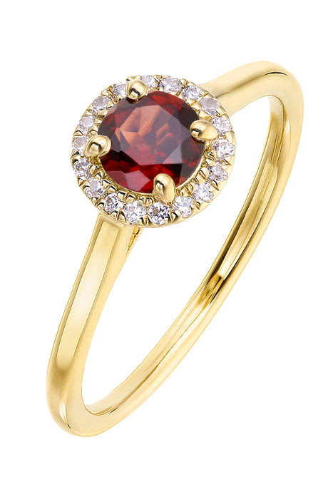 9ct Yellow Gold Birthstone and Diamond Halo Ring