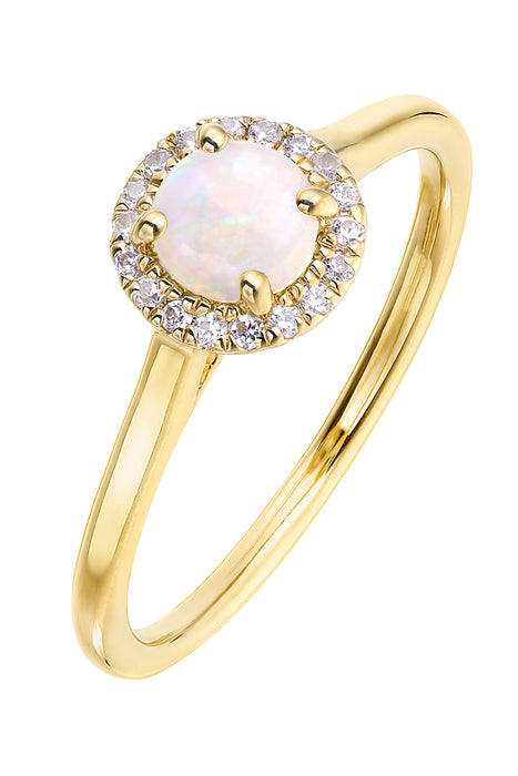 9ct Yellow Gold Birthstone and Diamond Halo Ring