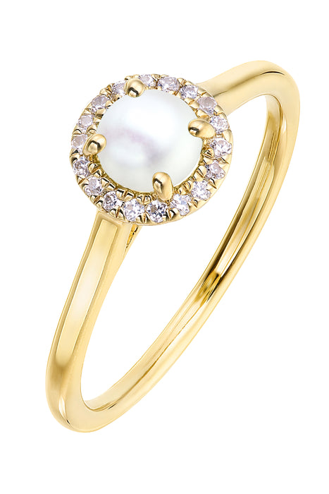 9ct Yellow Gold Birthstone and Diamond Halo Ring