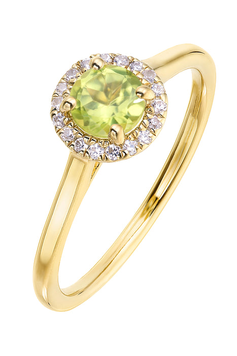 9ct Yellow Gold Birthstone and Diamond Halo Ring