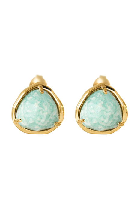 18ct Gold Plated Sterling Silver Amazonite Stud Earrings