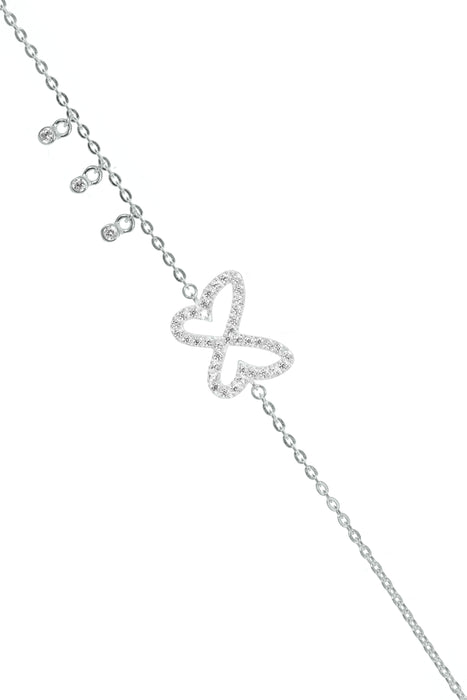 Sterling Silver Cubic Zirconia Butterfly Detail Bracelet