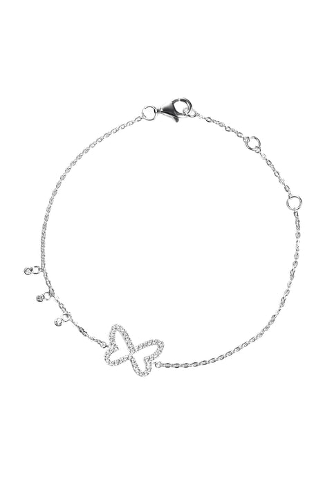 Sterling Silver Cubic Zirconia Butterfly Detail Bracelet