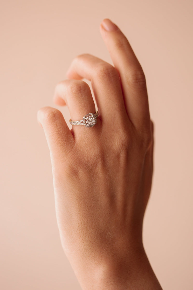 Gemma | 9ct Yellow Gold 0.52ct tw Lab Grown Diamond Cluster Halo Ring