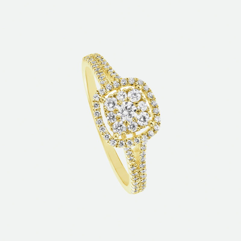 Gemma | 9ct Yellow Gold 0.52ct tw Lab Grown Diamond Cluster Halo Ring