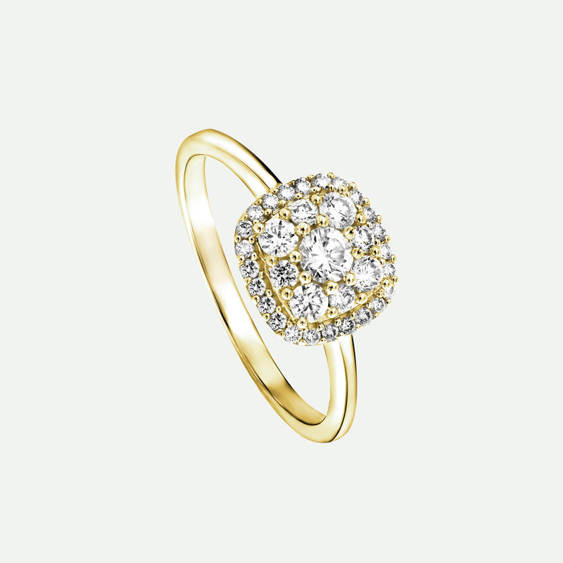 Helen | 9ct Yellow Gold 0.50ct tw Lab Grown Diamond Cluster Engagement Ring