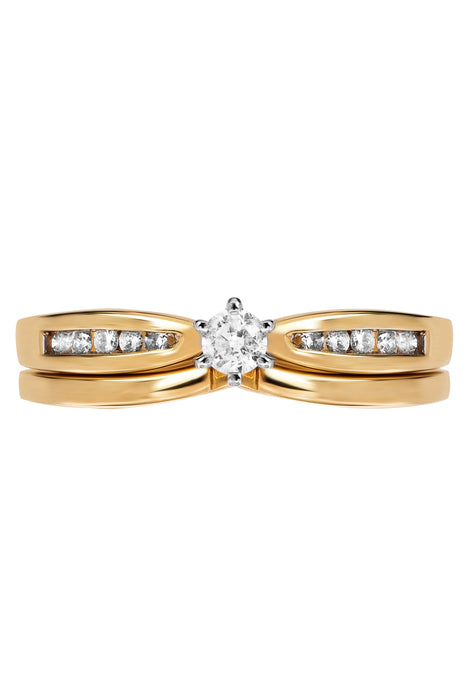 9ct Yellow Gold 0.20ct Diamond Bridal Set Ring