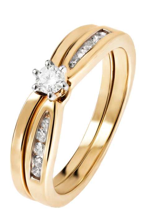 9ct Yellow Gold 0.20ct Diamond Bridal Set Ring