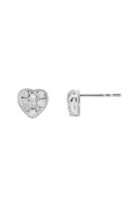 9ct White Gold 0.35ct Diamond Heart Studs