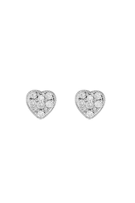 9ct White Gold 0.35ct Diamond Heart Studs