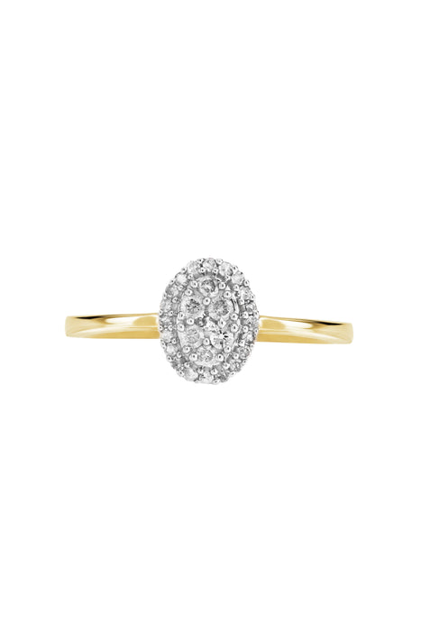 9ct Yellow Gold 0.21ct Diamond Oval Ring