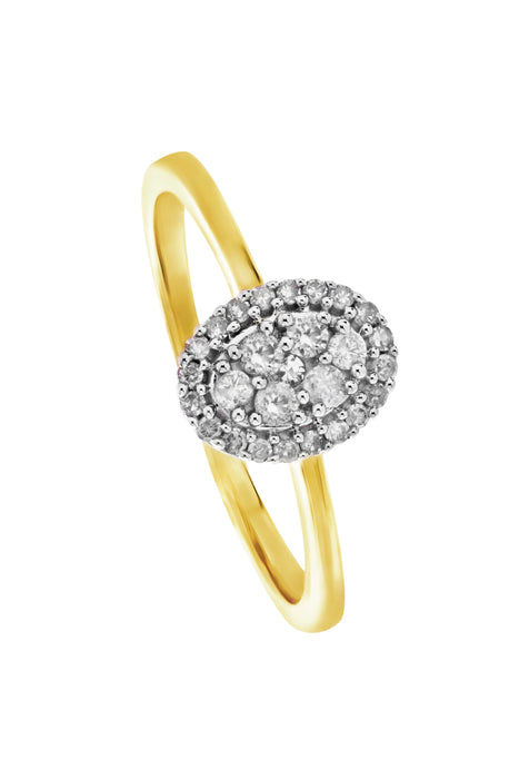 9ct Yellow Gold 0.21ct Diamond Oval Ring