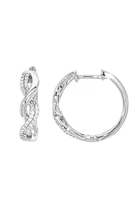 Sterling Silver 0.10ct Diamond Twist Hoop Earrings