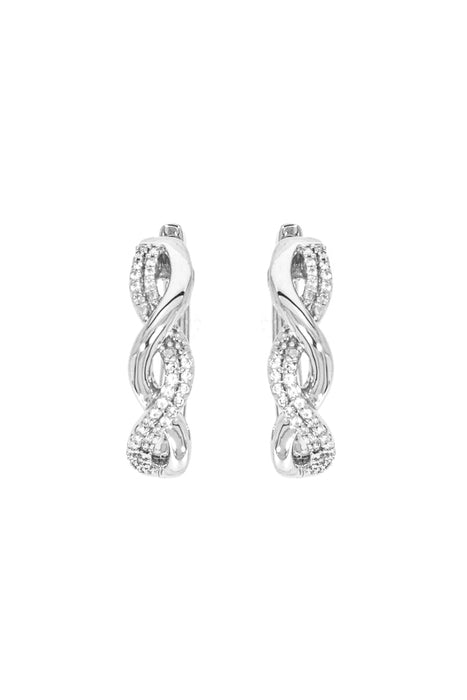 Sterling Silver 0.10ct Diamond Twist Hoop Earrings