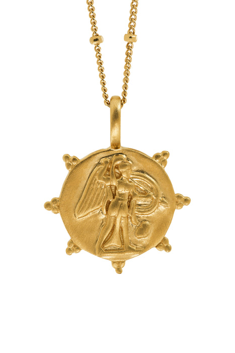 18ct Gold Plated Sterling Silver Warrior Coin Pendant Necklace