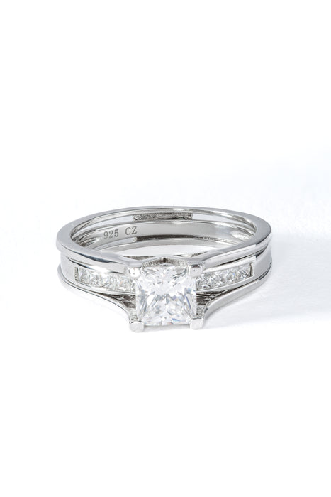 Sterling Silver Cubic Zirconia Princess & Eternity Ring Set