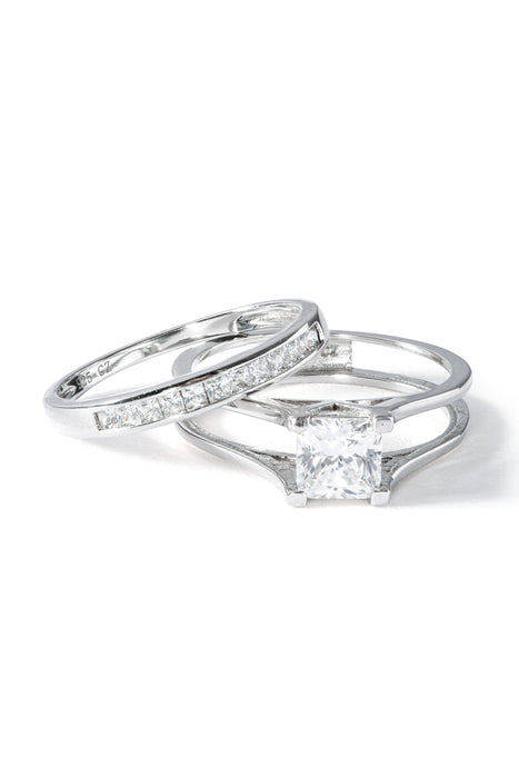 Sterling Silver Cubic Zirconia Princess & Eternity Ring Set