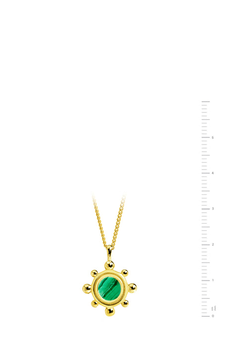 Gold Plated Sterling Silver Malachite Beaded Pendant Necklace