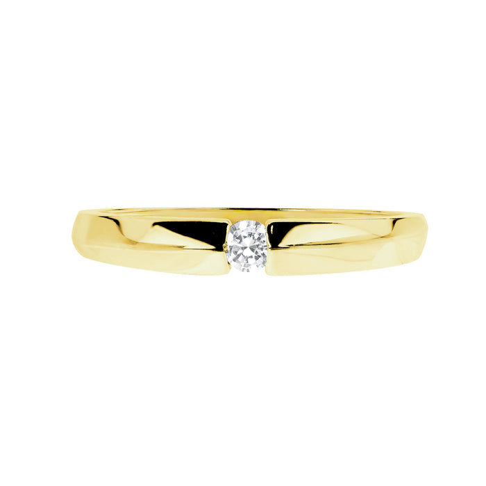 9ct Yellow Gold 2.5mm White Cubic Zirconia 3mm Band Ring