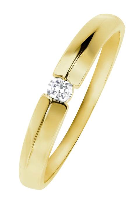 9ct Yellow Gold 2.5mm White Cubic Zirconia 3mm Band Ring