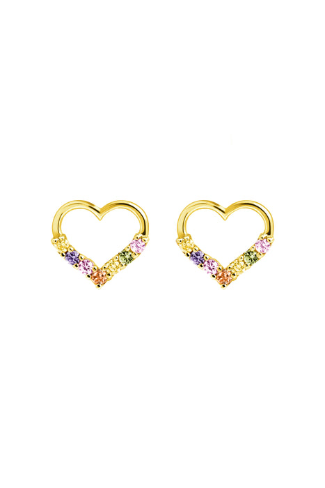 9ct Yellow Gold Colour Cubic Zirconia Mini Heart Stud Earrings