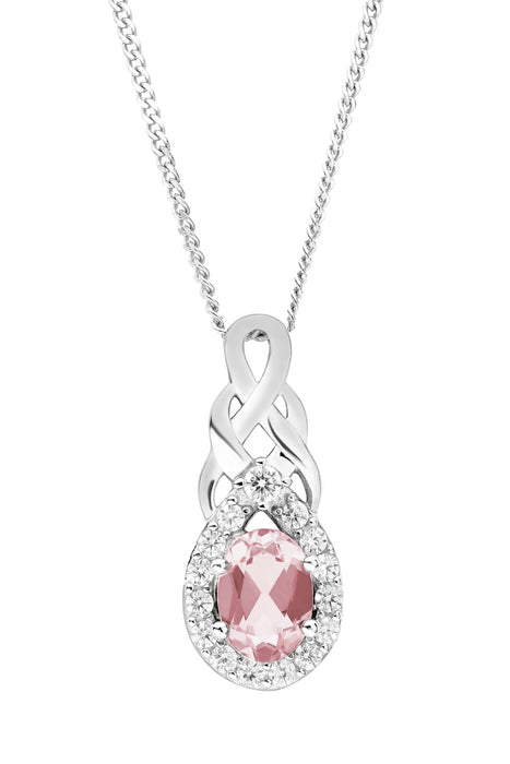 Sterling Silver Entwined Nano Morganite & Cubic Zirconia Pendant and Earring Set