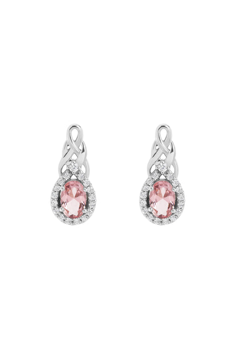 Sterling Silver Entwined Nano Morganite & Cubic Zirconia Pendant and Earring Set