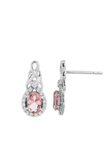 Sterling Silver Entwined Nano Morganite & Cubic Zirconia Pendant and Earring Set