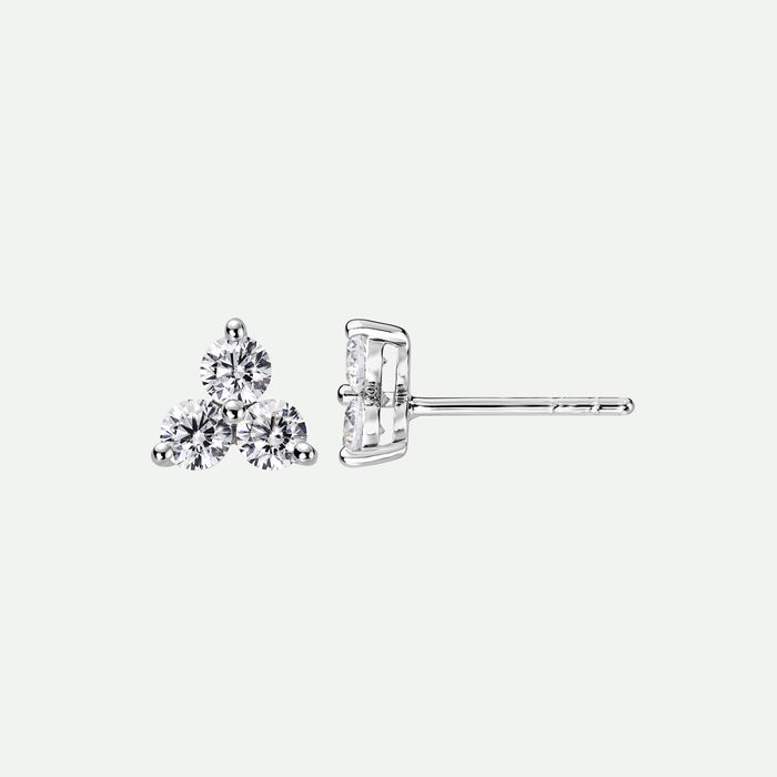 Nina | 9ct White Gold 0.57ct tw Lab Grown Diamond Three Stone Stud Earrings-0