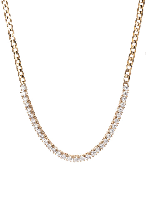 14ct Gold Plated Sterling Silver Cubic Zirconia Tennis Necklace