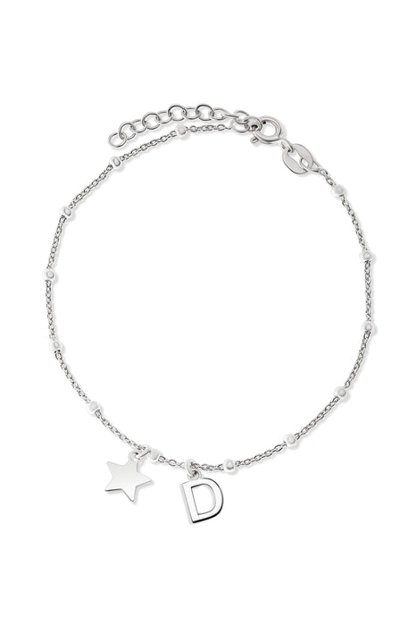 Sterling Silver Initial Star Charm Bracelet